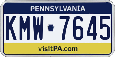 PA license plate KMW7645