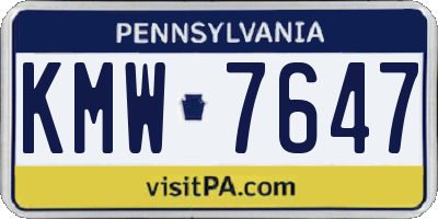 PA license plate KMW7647