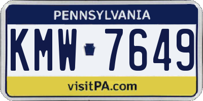 PA license plate KMW7649