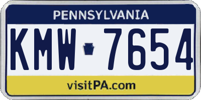 PA license plate KMW7654