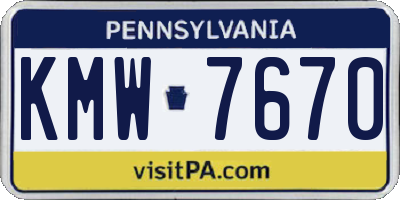 PA license plate KMW7670