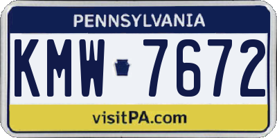 PA license plate KMW7672