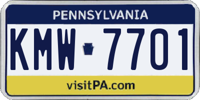 PA license plate KMW7701