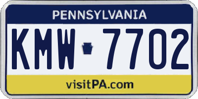 PA license plate KMW7702