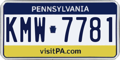 PA license plate KMW7781