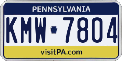 PA license plate KMW7804
