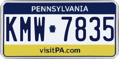 PA license plate KMW7835