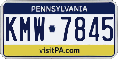 PA license plate KMW7845