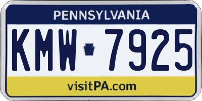 PA license plate KMW7925