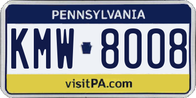 PA license plate KMW8008