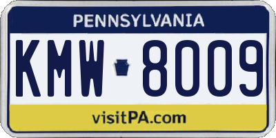 PA license plate KMW8009