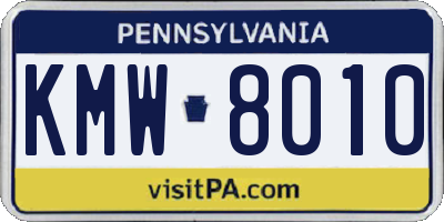 PA license plate KMW8010