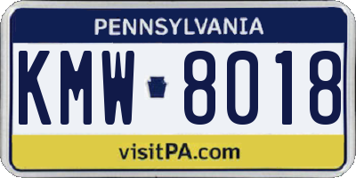 PA license plate KMW8018