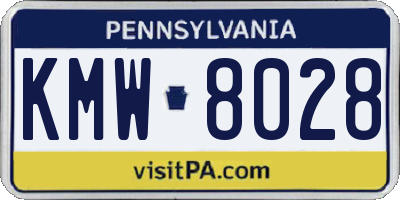 PA license plate KMW8028
