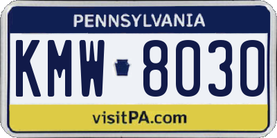 PA license plate KMW8030