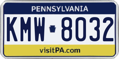 PA license plate KMW8032