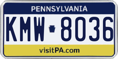 PA license plate KMW8036