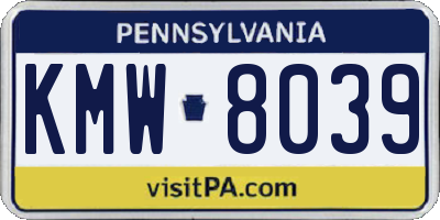 PA license plate KMW8039