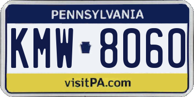 PA license plate KMW8060