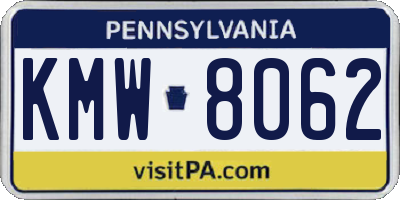 PA license plate KMW8062