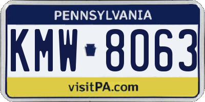 PA license plate KMW8063