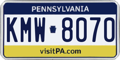 PA license plate KMW8070