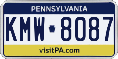PA license plate KMW8087