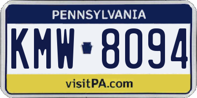 PA license plate KMW8094