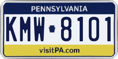 PA license plate KMW8101