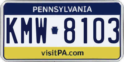 PA license plate KMW8103