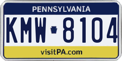 PA license plate KMW8104