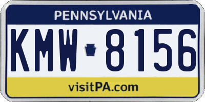 PA license plate KMW8156