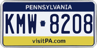 PA license plate KMW8208