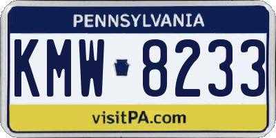 PA license plate KMW8233