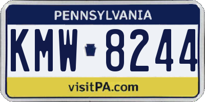 PA license plate KMW8244