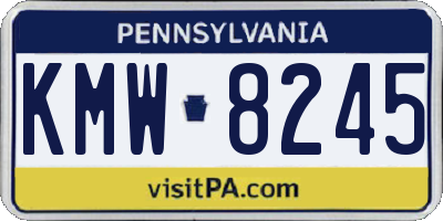 PA license plate KMW8245