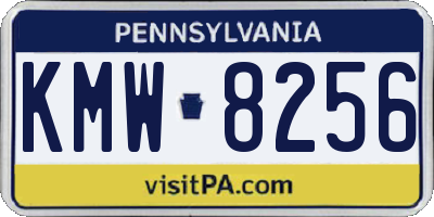 PA license plate KMW8256