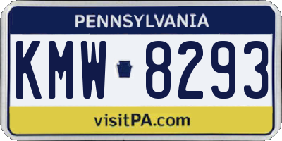 PA license plate KMW8293