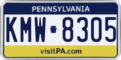 PA license plate KMW8305