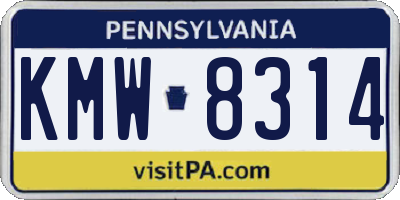 PA license plate KMW8314