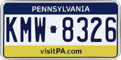 PA license plate KMW8326