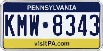 PA license plate KMW8343