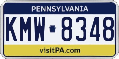 PA license plate KMW8348