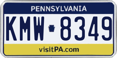 PA license plate KMW8349