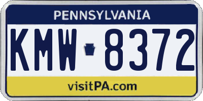 PA license plate KMW8372