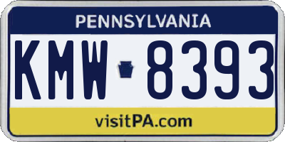 PA license plate KMW8393