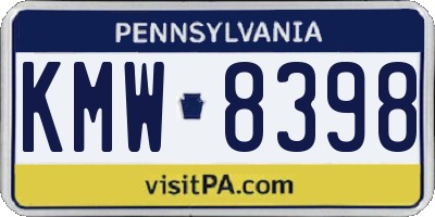 PA license plate KMW8398
