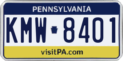 PA license plate KMW8401