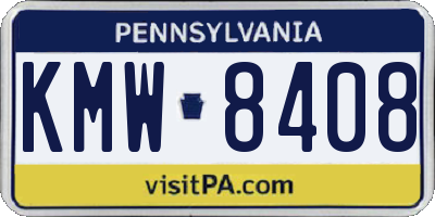 PA license plate KMW8408