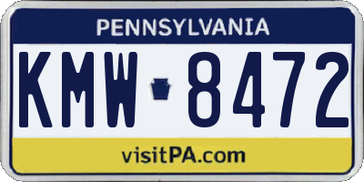 PA license plate KMW8472